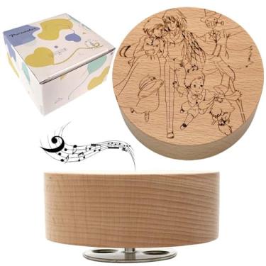 Imagem de Pursuestar Caixa de música HowlMoving Castle-Merry Go Round of Life Wind Up, gravação a laser rotativa de 10 cm, presente musical redondo de madeira maciça para aniversário, casamento, dia dos