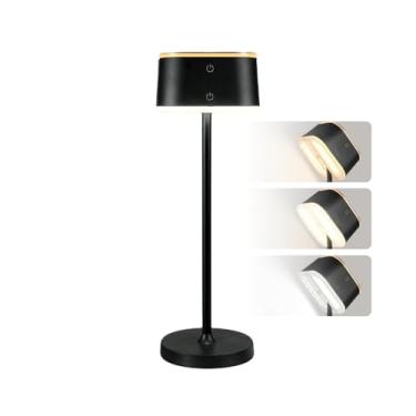 Imagem de C4LIF Pacote com 2 lâmpadas sem fio recarregáveis de dois tons – luminária de mesa portátil preta, recarregável por USB-C, controle de toque, 3 temperaturas de cor, regulação contínua para quarto ou