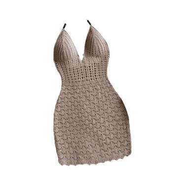 Imagem de Vestido Ajustado De Verão Com Alças Finas, Decote Em V, Detalhes Vazad