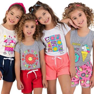 Imagem de Kit 6 Peças de Roupa Infantil Menina Feminino 3 Conjuntos de Verão Inf