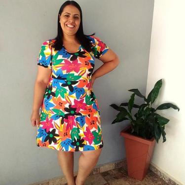 Imagem de Vestido Feminino Plus Size Curto Moda Evangélica Lançamento tamanho un