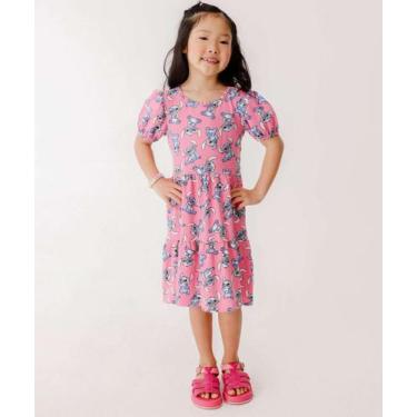 Imagem de Vestido Infantil Manga Bufante Stitch Disney Tam 4 a 1-19075, 6, Rosa