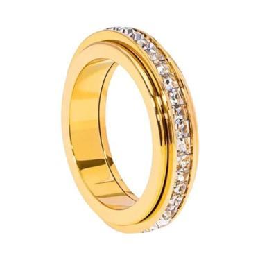 Imagem de Anel De Aço Inoxidável Com Zircônia Cúbica Para Alívio Da Ansiedade E 