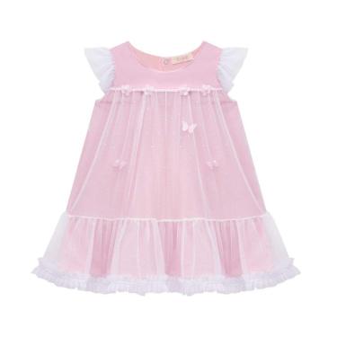 Imagem de Vestido Bebê Tule Jardim Encantado Rosa Claro Kukiê-Feminino