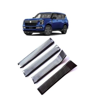 Imagem de GZBFTDH Protetor de soleira de porta compatível com Armada Y63 2025-2026 Acessórios, Material de aço inoxidável Guardas de entrada de porta de automóveis Acabamento de painéis interiores (fibra de