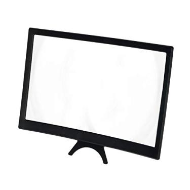 Imagem de Vroomoto Amplificador de tela curvada 3D de 12 polegadas com suporte dobrável para lupa de tela de smartphone, design antiderrapante, ampliador de telefone portátil adequado para viagens, ABS preto +