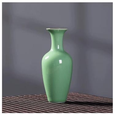 Imagem de Vaso de flores feito à mão de cerâmica estilo chinês ornamentos de mesa para casa artesanato tradicional celadon vaso de flores decoração de casa vaso de flores vasos de flores