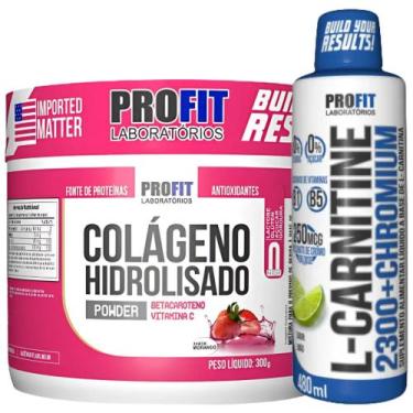 Imagem de L-Carnitine Carnitina Líquida 480ml + Colágeno Hidrolisado 300g - Prof