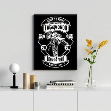 Imagem de Quadro Taekwondo Decorativo 45x34cm - Vidro e Moldura Branca