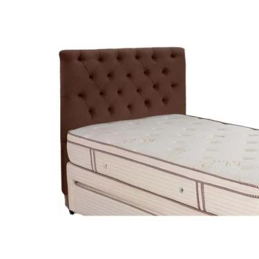 Imagem de Painel De Cama Box Estofada Solteiro Embaixatriz Plus Suede Marrom Chocolate - Simbal