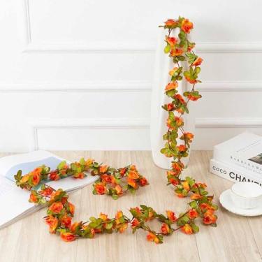 Imagem de Algasan 2 peças (94,5 pés, 45 peças), flores, plantas artificiais, videira, guirlanda pendurada, folhagem falsa, casa, cozinha, jardim, escritório, casamento, decoração de parede (amarelo escuro)