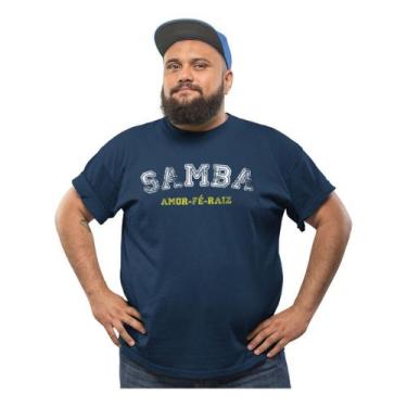 Imagem de Camiseta Samba Amor Fé Raiz Pagode Sambista - BLACKCHIC, Azul, Marinho