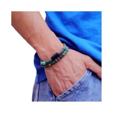 Imagem de Pulseira Magnética Masculina Bohemia De Corda Para Praia, Surf, Aventu
