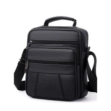 Imagem de Bolsa Messenger de couro genuíno para homens, ombro elegante, 17x8x22c