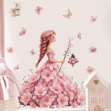 Imagem de Adesivo de parede Pink Butterfly Princess PVC 30x90cm - yiweisai