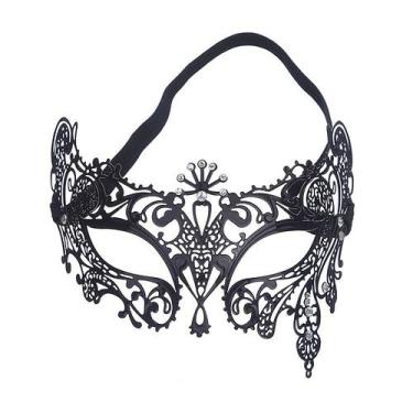 Imagem de Máscara de princesa de renda preta de metal com strass Cosplay Cos - Y
