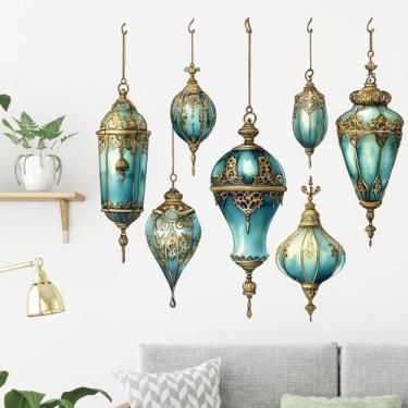 Imagem de Adesivos de parede Vintage Lantern Retro Hanging Lights PVC - yiweisai