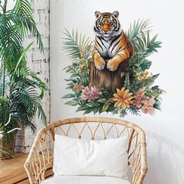 Imagem de Adesivo de parede em PVC autoadesivo Tiger in the Forest 60x30cm - yiw