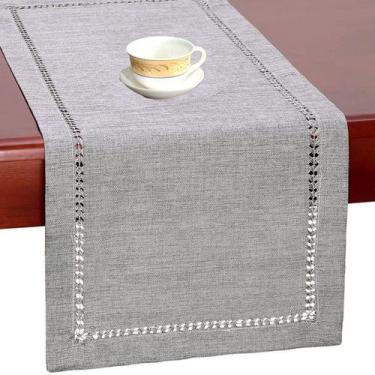 Imagem de Corredor de mesa ARKSU Hemstitch poliéster bege 30x180cm