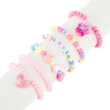 Imagem de Pulseiras Aster Cute Kids Girls Pink LOVE Butterfly x6