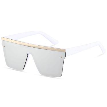 Imagem de Gafas de sol cuadradas grandes sin montura LYZOIT, blancas para mujer 
