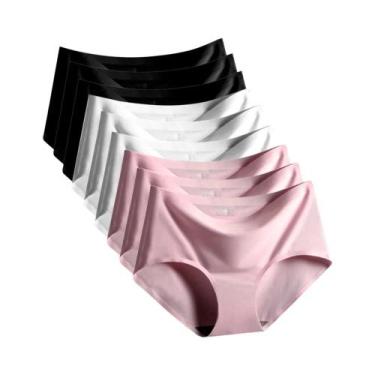 Imagem de Calcinhas De Seda Gelada Sem Costura Tamanho Grande 9 Peças Para Mulhe