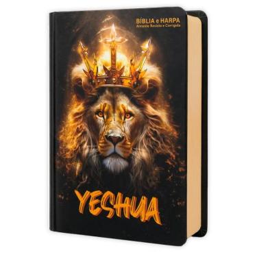 Imagem de Biblia Sagrada Leão Yeshua Dourado - Palavra de Jesus em Vermelho - Ca