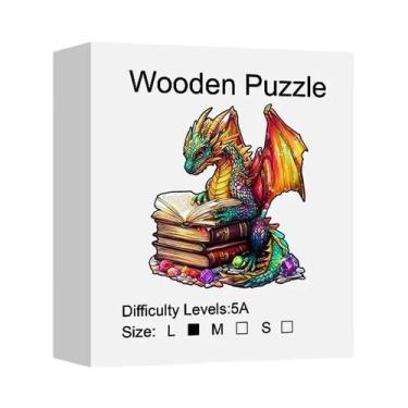Imagem de Quebra-Cabeça De Madeira Para Adultos Livro Mágico Dragão Formato Únic