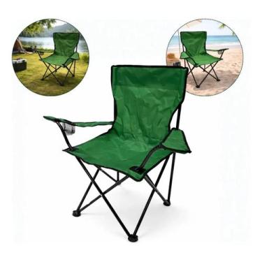 Imagem de Cadeira de Camping Dobrável Reforçada até 100kg com Porta Copos e Bols