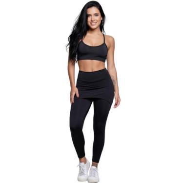 Imagem de Conjunto Top Alça Fina E Calça Saia Suplex Vekyo Roupa Para Academia M