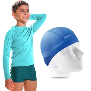 Imagem de Kit Camisa Térmica Infantil Proteção Solar Com Toquinha Natação Hidrog