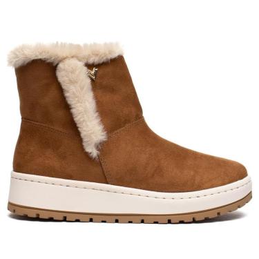 Imagem de Bota Feminina Via Marte Cano Médio Camurça Caramelo/Branco-Feminino
