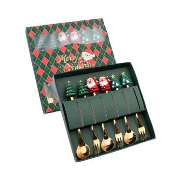 Imagem de Conjunto De Talheres De Aço Inoxidável Com Tema De Natal, Faca, Garfo 