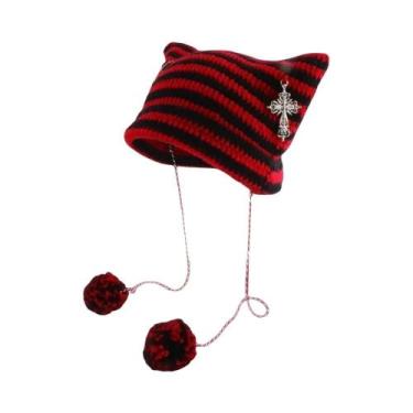 Imagem de Gorro De Lã Tricotado Com Orelhas De Diabo Y2K Para Mulheres, Estilo H