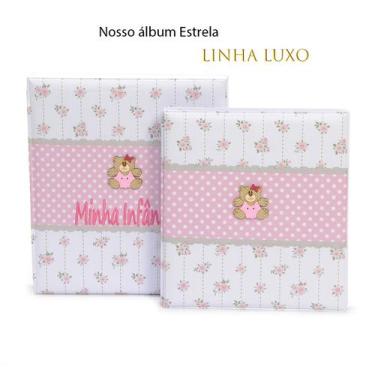 Imagem de Álbum de fotos com estojo para bebê 15x21/20x25 - bordado minha infânc