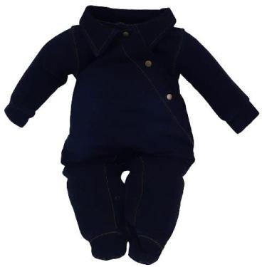 Imagem de Macacão Longo Luxo Bebê Menino Jeans Elastano Enxoval 2593 - KATITA KI