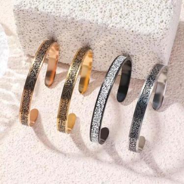 Imagem de Bracelete Em Forma C Aço Inoxidável Não Enferruja Masculino Preto - Yi