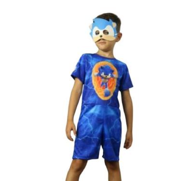 Imagem de Fantasia Infantil Menino Sonic Com Máscara - Muito Chic Modas, Azul, P