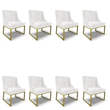 Imagem de Cadeira Sala de Jantar Industrial Dourado kit 8 Liz Sint PU D03 - D'Ro