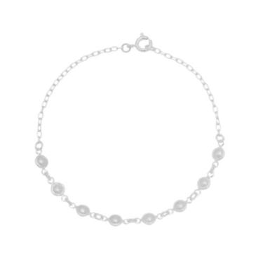 Imagem de Pulseira feminina pérolas 19cm em Prata 925 pérola sintética - Silver 