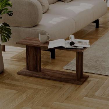 Imagem de Mesa de Apoio Livn Nogal 30x25x65cm para Sala e Quarto