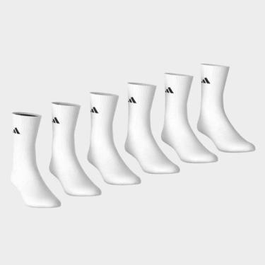 Imagem de Kit Meia Adidas Cano Médio Ess Crw 6 Pares, Branco, 43/45
