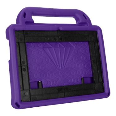 Imagem de 01 Capa para tablet à prova de choque, tablet de cor brilhante protege a tela confortável com uma mão para crianças (roxo)