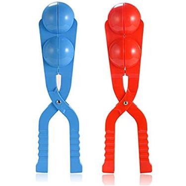 Imagem de Dois fabricantes de bolas de neve, brinquedos de neve perfeitos para crianças, duas bolas permitem que você faça bolas de neve rapidamente (vermelho + azul)