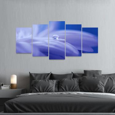 Imagem de Quadro Flor Planta e Gota de Água Para Sala Quarto 5 Peças