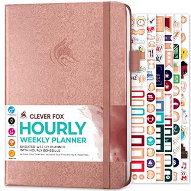 Imagem de Clever Fox Agenda da agenda – Planejador de vida semanal e mensal sem data com horários, agenda de compromissos e organizador diário, A5 (ouro rosa)