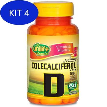 Imagem de Kit 4 Vitamina d colecalciferol 60 capsulas 500mg - unilife