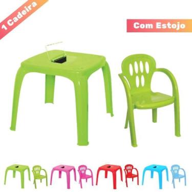 Imagem de Kit Mesa Mesinha C/Estojo E 1 Cadeira Infantil Varias Cores - Usual Ut