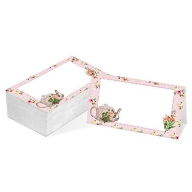 Imagem de Cartão de mesa para mesa, cartões temáticos estilo tenda, pacote com 25 cartões de recepção meio dobrada, perfeito para chá de noiva, festa de aniversário, banquete e eventos especiais C25