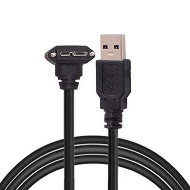 Imagem de Cablecc 3 m 90 graus de montagem de parafuso micro USB para cabo de dados USB 3.0 para câmera camaleão cinza